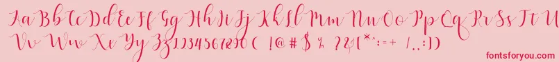 Qatielia Script Font – Red Fonts on Pink Background