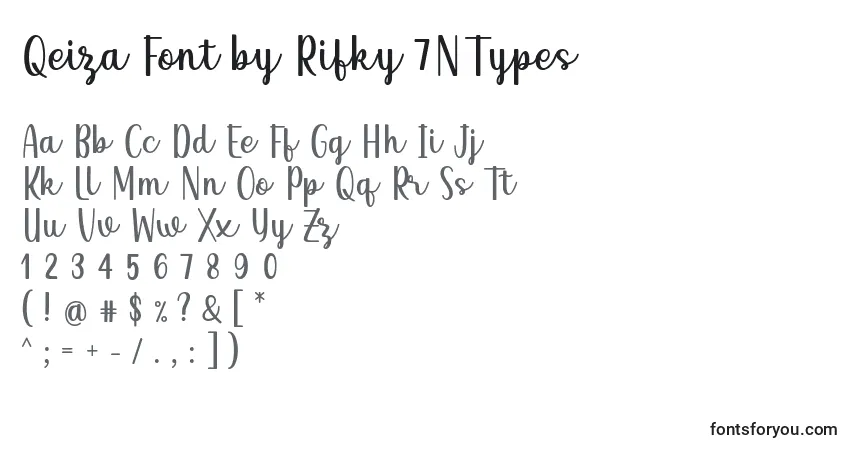 Czcionka Qeiza Font by Rifky 7NTypes – alfabet, cyfry, specjalne znaki