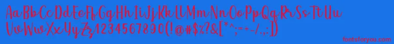 Qeiza Font by Rifky 7NTypes Font – Red Fonts on Blue Background