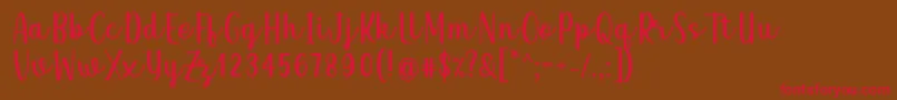 Qeiza Font by Rifky 7NTypes-Schriftart – Rote Schriften auf braunem Hintergrund