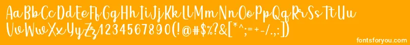 Qeiza Font by Rifky 7NTypes-Schriftart – Weiße Schriften auf orangefarbenem Hintergrund
