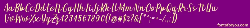 Fonte Qeiza Italic Font by Rifky 7NTypes – fontes amarelas em um fundo roxo