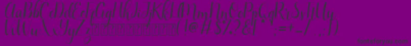 Qeysha Script Free Personal-fontti – mustat fontit violetilla taustalla