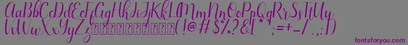 Qeysha Script Free Personal-fontti – violetit fontit harmaalla taustalla