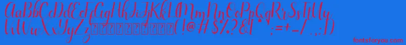 フォントQeysha Script Free Personal – 赤い文字の青い背景