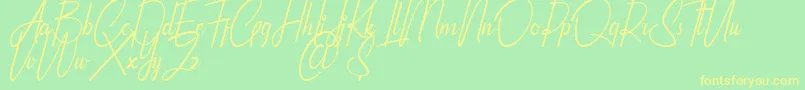 Qhinanttika Personal Use Only Font – Yellow Fonts on Green Background