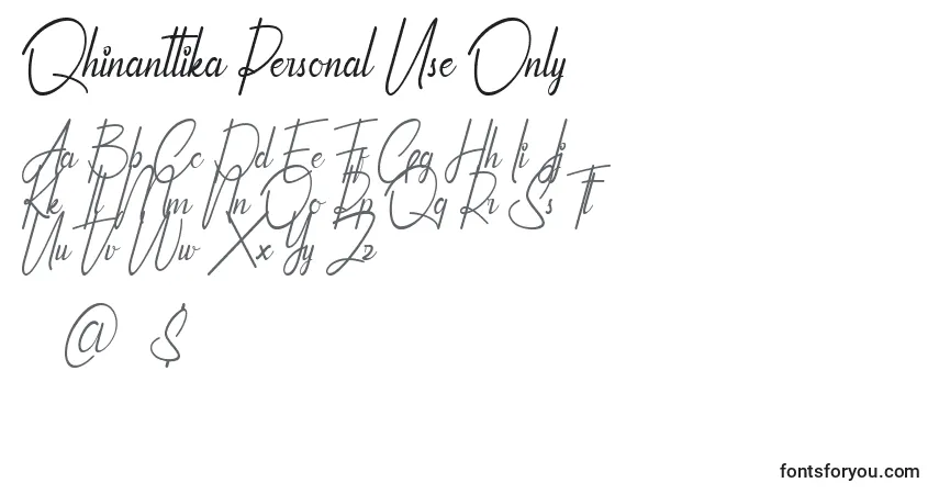 Schriftart Qhinanttika Personal Use Only (137608) – Alphabet, Zahlen, spezielle Symbole