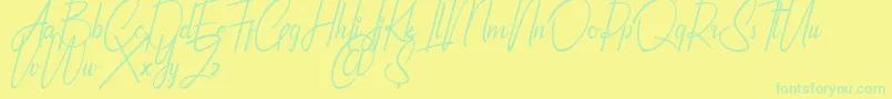 Qhinanttika Personal Use Only-Schriftart – Grüne Schriften auf gelbem Hintergrund