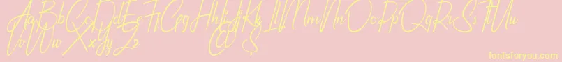 Qhinanttika Personal Use Only Font – Yellow Fonts on Pink Background