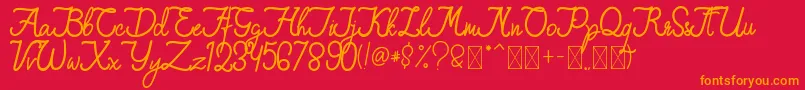 QiaraTosfa-Schriftart – Orangefarbene Schriften auf rotem Hintergrund