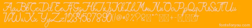 QiaraTosfa-fontti – vaaleanpunaiset fontit oranssilla taustalla