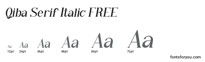 Größen der Schriftart Qiba Serif Italic FREE