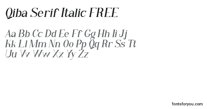 Schriftart Qiba Serif Italic FREE (137614) – Alphabet, Zahlen, spezielle Symbole
