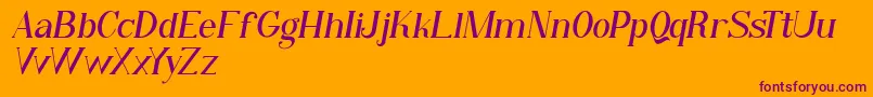 Qiba Serif Italic FREE-fontti – violetit fontit oranssilla taustalla