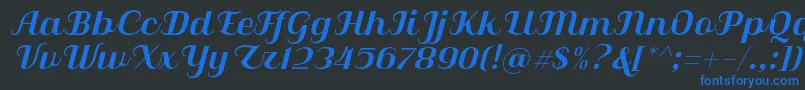 Qilla Slant-Schriftart – Blaue Schriften auf schwarzem Hintergrund