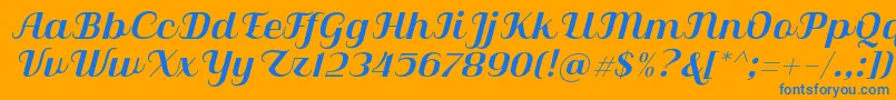 Qilla Slant-Schriftart – Blaue Schriften auf orangefarbenem Hintergrund