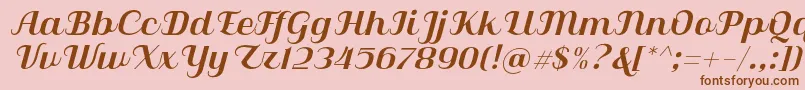 Weitere Informationen zur Qilla Slant-Schriftart Qilla Slant-Schriftart – Braune Schriften auf rosa Hintergrund