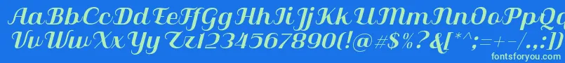Qilla Slant-Schriftart – Grüne Schriften auf blauem Hintergrund