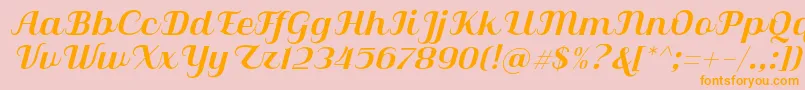 Qilla Slant-Schriftart – Orangefarbene Schriften auf rosa Hintergrund