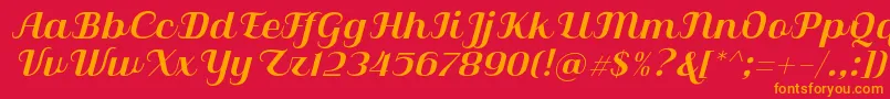 Qilla Slant Font – Orange Fonts on Red Background