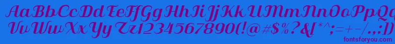 Qilla Slant-Schriftart – Violette Schriften auf blauem Hintergrund