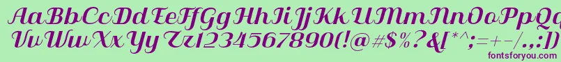 Qilla Slant Font – Purple Fonts on Green Background