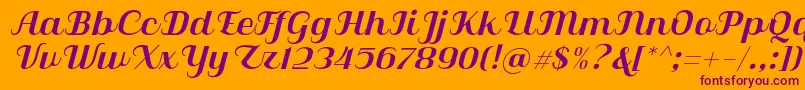 Qilla Slant-fontti – violetit fontit oranssilla taustalla
