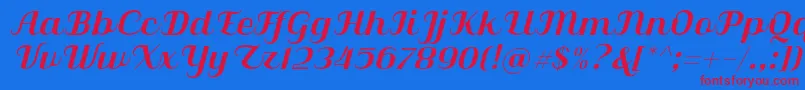 Qilla Slant Font – Red Fonts on Blue Background