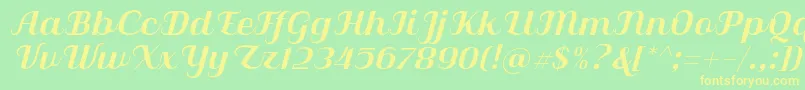 Qilla Slant-Schriftart – Gelbe Schriften auf grünem Hintergrund