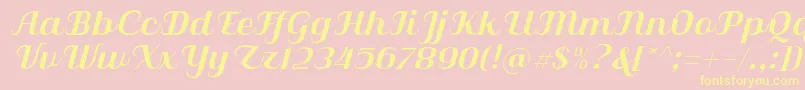 Qilla Slant Font – Yellow Fonts on Pink Background