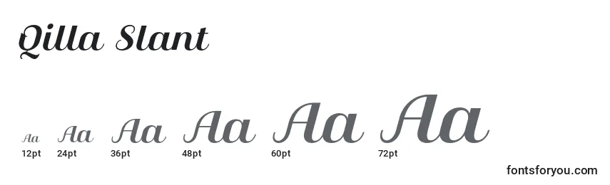 Größen der Schriftart Qilla Slant