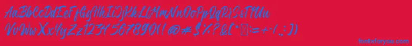 QimailaScript Font – Blue Fonts on Red Background