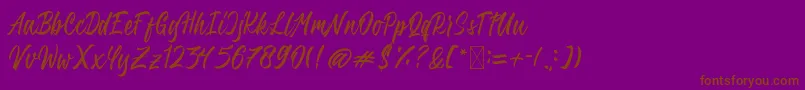 QimailaScript-Schriftart – Braune Schriften auf violettem Hintergrund