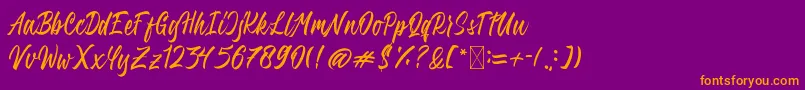 QimailaScript Font – Orange Fonts on Purple Background