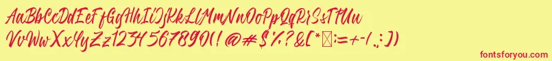 QimailaScript Font – Red Fonts on Yellow Background