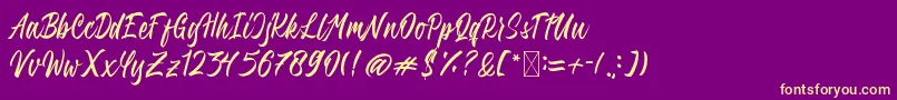 QimailaScript Font – Yellow Fonts on Purple Background