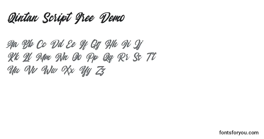 Czcionka Qintan Script Free Demo – alfabet, cyfry, specjalne znaki