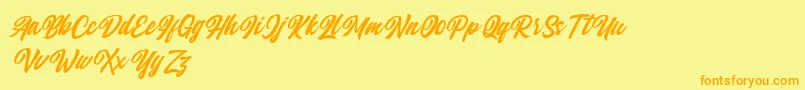 Qintan Script Free Demo Font – Orange Fonts on Yellow Background