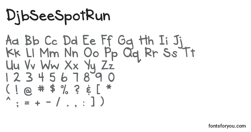 DjbSeeSpotRun Font – alphabet, numbers, special characters