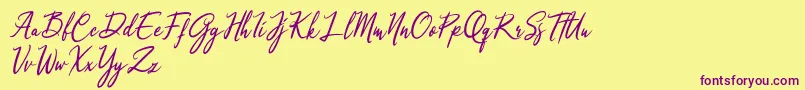 Qinyana Signature Font – Purple Fonts on Yellow Background