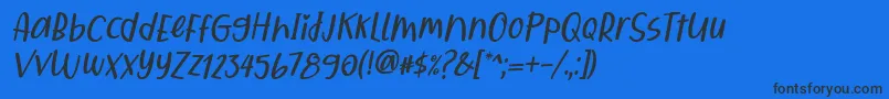 Fonte Qiyoshi Italic – fontes pretas em um fundo azul