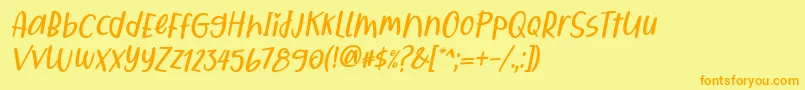 Fonte Qiyoshi Italic – fontes laranjas em um fundo amarelo