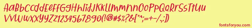 Qiyoshi Italic Font – Red Fonts on Yellow Background