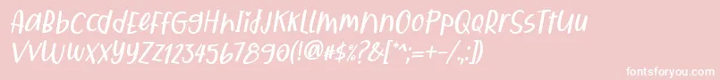 Fonte Qiyoshi Italic – fontes brancas em um fundo rosa