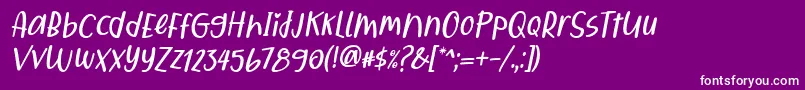 Fonte Qiyoshi Italic – fontes brancas em um fundo violeta