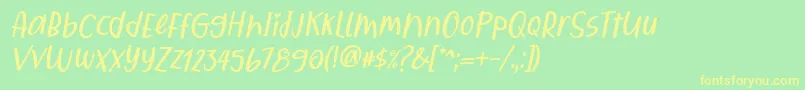 Qiyoshi Italic Font – Yellow Fonts on Green Background