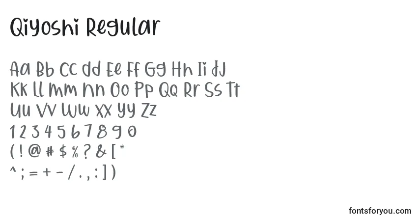 Czcionka Qiyoshi Regular – alfabet, cyfry, specjalne znaki