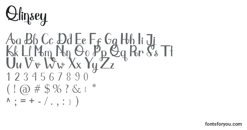 A fonte Qlinsey – alfabeto, números, caracteres especiais