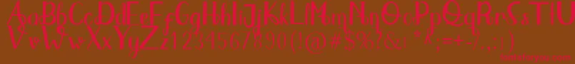 フォントQlinsey – 赤い文字が茶色の背景にあります。