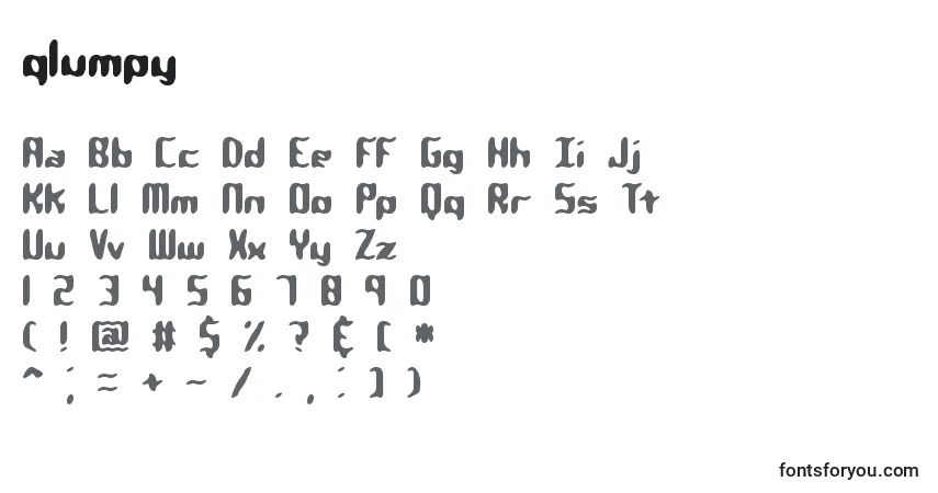 Schriftart Qlumpy (137625) – Alphabet, Zahlen, spezielle Symbole
